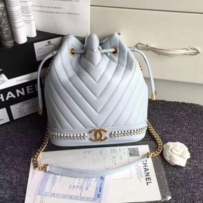 Chanel Lambskin Drawstring Bag Light Blue A91885 VS04854