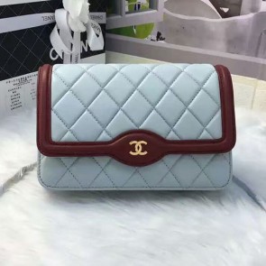 Chanel Lambskin Mini Chain Purse Light Blue A81023 VS07210