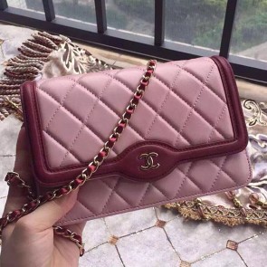 Chanel Lambskin Mini Chain Purse Pink A81024 VS09425