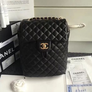 Chanel Urban Spirit Quilted Lambskin Backpack Black Gold Hardware 170302 VS04228
