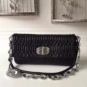 Cheap Copy Miu Miu Crystal Nappa Leather Shoulder Bag Black 5BD233 VS02411