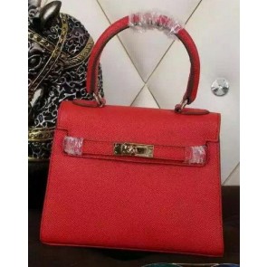 Cheap Hermes Kelly 20cm Tote Bag Litchi Leather K20 Red VS06939