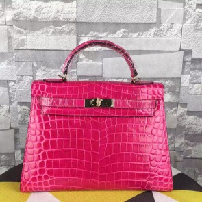 Cheap Hermes Kelly 32cm Tote Bag Rose Crocodile Leather K06221 VS06197