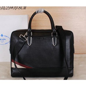 Cheap PRADA Smooth Leather Business Briefcase 80725 Black VS05548