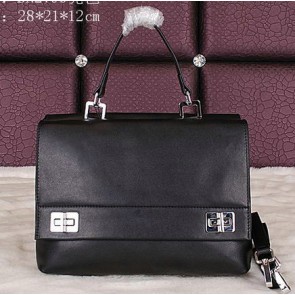 Cheap Prada Smooth Leather Tote Bags BN2796 Black VS02106