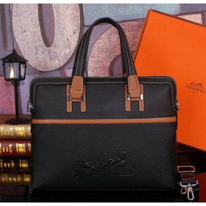 Cheap Replica Hermes Briefcase Original Calf Leather HM9828 Black VS05196