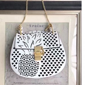 Chloe Drew Hollow Calfskin Shoulder Bag White C230130 VS09100