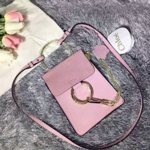 Chloe Faye Mini Suede Leather Crossbody Bag Pink 3S1229 VS01878