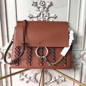 Chloe Original Calfskin Braided Faye Bag Brown 240603 VS00566