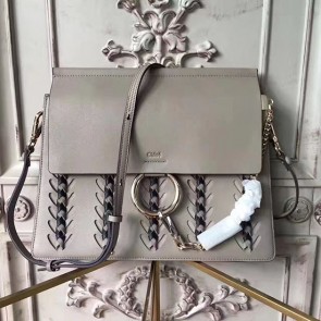 Chloe Original Calfskin Braided Faye Bag Grey 240603 VS03864