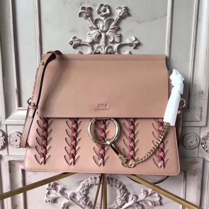 Chloe Original Calfskin Braided Faye Bag Pink 240603 VS06928