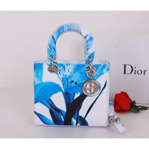 Christian Dior Alstroemeria Flower Lady Dior Bag CD6087 Blue VS04881