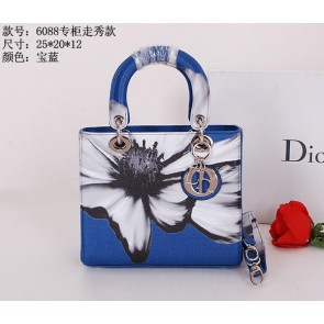 Christian Dior Alstroemeria Flower Lady Dior Bag CD6088 Blue VS09316