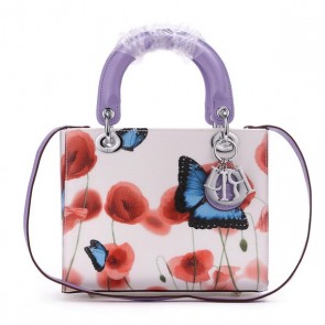 Christian Dior Butterfly Leather Mini Lady Dior Bag D6325 Lavender VS08517