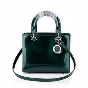 Christian Dior CD6325 Green Patent Mini Lady Dior Bag Silver VS05595