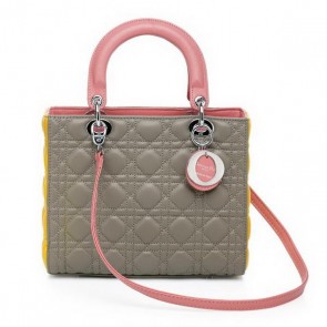 Christian Dior CD6325 Khaki Sheepskin Mini Lady Dior Bag Silver VS04084