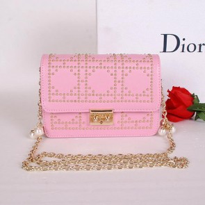 Christian Dior Studded Leather Flap Shoulder Bag CD8116 Pink VS05542