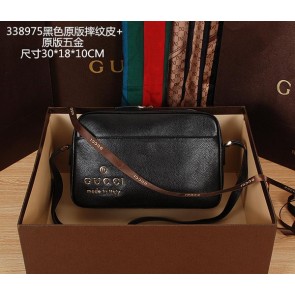 Copy AAA Gucci Calfskin Leather Messenger Bag 338975 Black VS04875