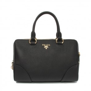 Copy Best Prada Import Original Calfskin Leather Two Handle Bag BN0822 in Black XZ VS08043