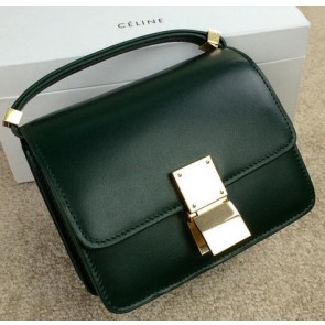 Copy Celine Classic Box mini Flap Bag Smooth Leather C11041 Green VS05386