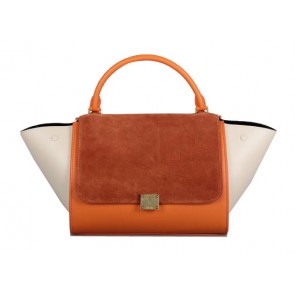 Copy Celine Trapeze Bag Suede Leather C3342 Wheat&Orange&OffWhite VS09899
