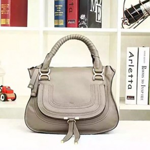 Copy Chloe Marcie Medium Leather Satchel Bag Grey 20716 VS06161