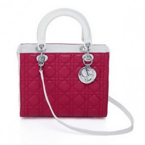 Copy Christian Dior CD6325 Red Sheepskin Mini Lady Dior Bag Silver VS00469