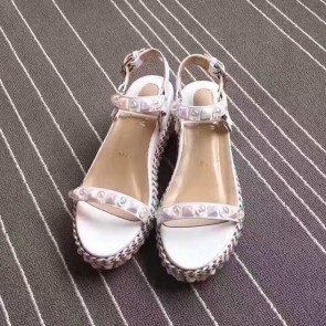 Copy Christian Louboutin Calfskin Sandal White CL002 VS07675