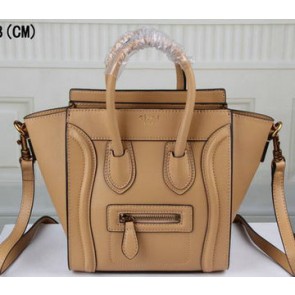 Copy Designer Celine Luggage Nano Bag Original Leather C3308S Apricot VS08151