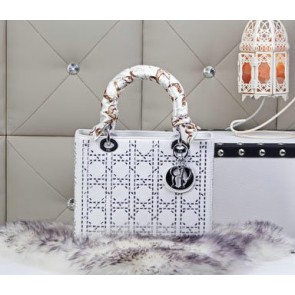 Copy Dior Calfskin Leather Lady Dior Bag CD6616 White VS08433