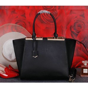 Copy Fendi 3Jours Tote Bag Calfskin Leather FJ2352 Black VS00369
