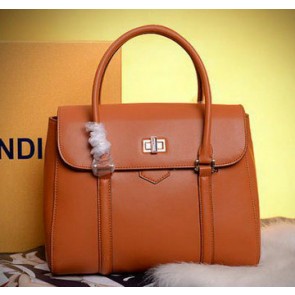 Copy Fendi Cruise 2015 Calfskin Leather Tote Bag F5203345 Wheat VS03558