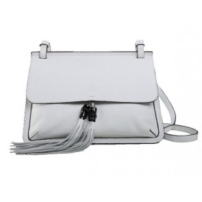 Copy Gucci Bamboo Daily Leather Flap Shoulder Bag 370826 White VS07074