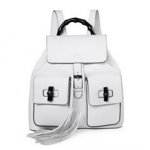 Copy Gucci Bamboo Leather Backpack 370833 White VS07899