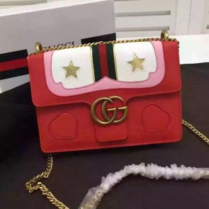 Copy Gucci GG Marmont Leather Shoulder Bag 40787 Red VS08882