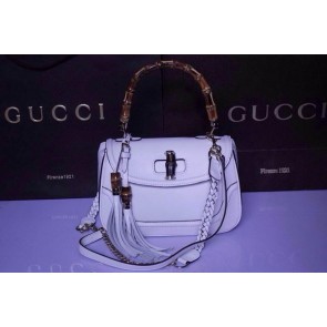 Copy Gucci New Bamboo Top Handle Bags 240242 White VS05519