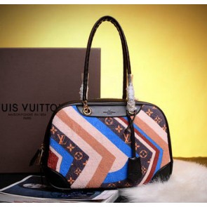 Copy Louis Vuitton Runway 2015 Multicolor Monogram Canvas Suede Bowling Bag M92233 Black VS05810