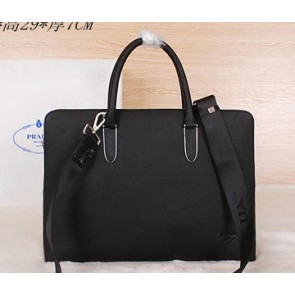 Copy PRADA Grainy Leather Business Briefcase P2975 Black VS05356
