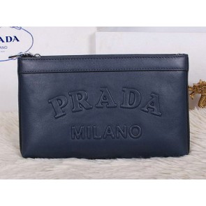 Copy Prada Grainy Leather Clutch P2242 Blue VS09861