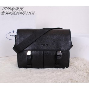 Copy Prada VA0768 Black Grainy Calf Leather Messenger Bag VS02756