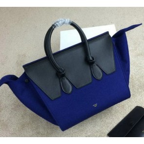 Copy Top Celine Tie Top Handle Bag Flannelette Leather 98314 Royal&Black VS09529