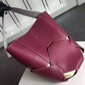 Designer Celine Large Holdall Shoulder Bag In Burgundy Natural Calfskin 178003 VS08969
