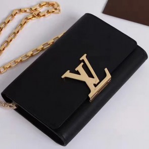 Designer Louis Vuitton Smooth Calfskin Chain Louise GM Noir M94647 VS09781