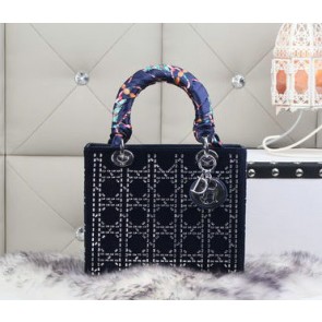 Dior Calfskin Leather Lady Dior Bag CD6616 Royal VS08537