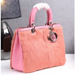 Dior Diorissimo Bags in Rabbit Hair D0902 Pink VS07449
