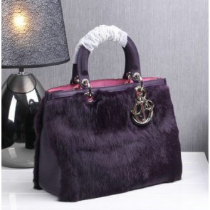 Dior Diorissimo Bags in Rabbit Hair D0902 Purple VS03310