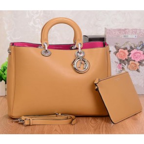 Dior Large Diorissimo Bag in Smooth Calfskin Leather V838 Wheat VS02596
