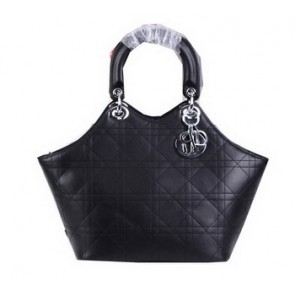 Dior Panarea Calfskin Leather Tote Bag CD6618 Black VS09279