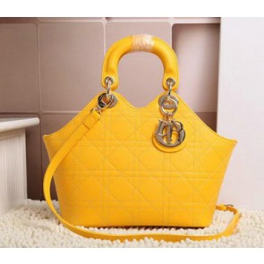 Dior Panarea Sheepskin Leather Tote Bag CD0699 Yellow VS04484