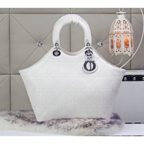 Dior Panarea Sheepskin Leather Tote Bag CD6618 White VS07305